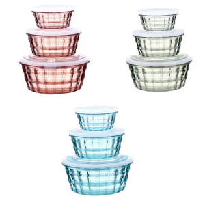 OWNSWING - Juego de 3 Recipientes de Plástico para Almacenamiento de Alimentos, con Asa, Aptos para Congelador, Ideales para Picnic y Ensaladas - Product Image 1