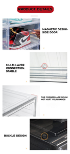 Có Thể Xếp Chồng Sneaker Thùng Giày Hộp Hộp Giày Lưu Trữ Nhựa Rõ Ràng <span class=keywords><strong>Drop</strong></span> Side Từ Cửa AJ Gấp Lưu Trữ Trong Suốt - Product Image 6