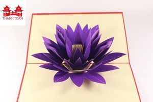 Tarjeta de Felicitación 3D Pop-Up con Lirio, Tarjeta de Flores Moradas Hecha a Mano para Cumpleaños, Día de la Madre, Celebración de Primavera, Tarjeta de Regalo - Product Image 2