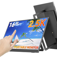Moniteur portable 16 pouces 2.5K LCD tactile, dalle IPS, HDR, ultra-plat, support pliable, haut-parleur intégré, pour ordinateur portable, 100% sRGB