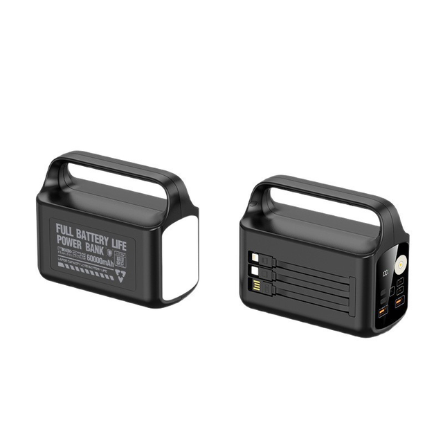 Power Bank 50000mah With DC Interface 3 Cables LED Display PD 22.5W Fast Charging Portable Handheld Flashlight for Outdoor