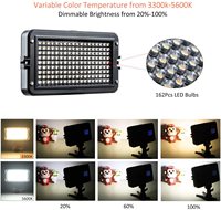 Lumière vidéo LED CRI95+, panneau lumineux photo portable pour appareil photo, intensité réglable pour appareil photo reflex numérique, caméscope avec batterie VL-162T