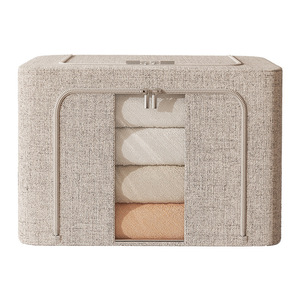 Clothing Organizer <b>Storage</b> Box Rectangle Solid Color Foldable Standing Type For <b>Clothes</b> Cotton Linen Fabrics - Product Image 5