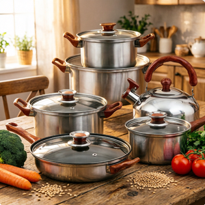 Juego de Utensilios de Cocina de Acero Inoxidable de 12 Piezas, Olla y Cacerola de 3L, Sartén, <span class=keywords><strong>Precio</strong></span> de Fábrica, Personalizado - Product Image 1