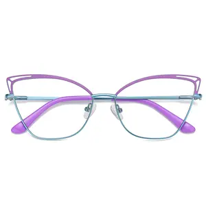 Hochwertige Cat'S Eye Anti-Blue Ray Blocking Kunden spezifische Logo Brillen Mode Günstige Rahmen Online Brillen Feder scharnier