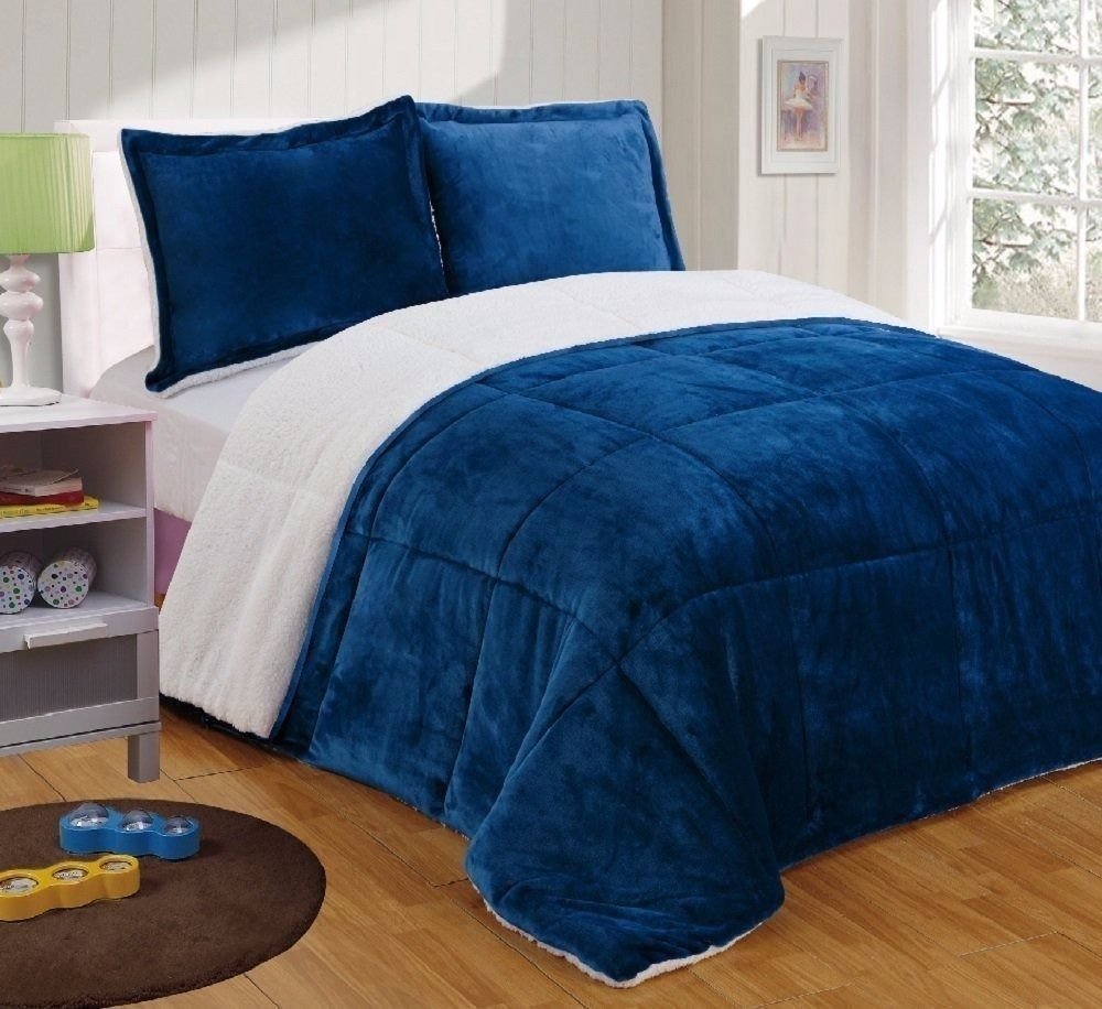Micro vison Sherpa Réversible Vers Le Bas Alternative Couette Ensemble Flanelle Laine Couette