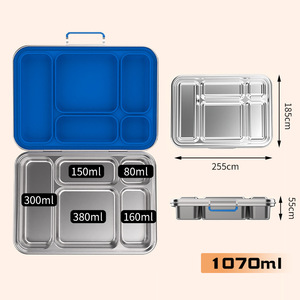 Boîte à lunch en acier inoxydable 304 à cinq compartiments, récipient bento anti-fuite pour adultes - Product Image 3