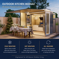 Ensemble de cuisine extérieure modulaire préfabriquée en acier inoxydable écologique Yeyon OEM pour villa, barbecue, toit pliant, personnalisable