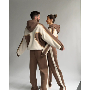 Felpe con Cappuccio Personalizzate 500gsm Bicolore da Uomo, Streetwear di Alta Qualità, Tute Oversize in Cotone Pesante <span class=keywords><strong>per</strong></span> Uomo - Product Image 2