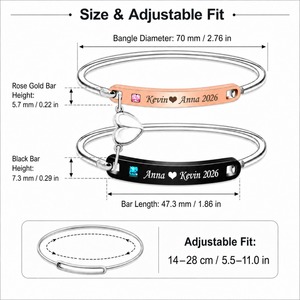 Bracciale Magnetico Abbinato per Lui e Lei Uloveido, con Zirconia Cubica e Acciaio Inossidabile Nero e Oro Rosa - Product Image 6