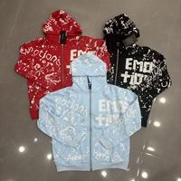 Sweat à capuche unisexe en coton pur avec fermeture éclair, motif lettres style Hip Hop, tendance américaine transfrontalière MIXED EMOTION, collection Printemps