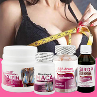 Kit de Suppléments pour le Développement Mammaire à base de Maca, Certifié GMP, pour le Gain de Courbes, comprenant Poudre Protéinée, Sirop, Comprimés et Gommes, Lot de 4 Pièces en Vrac