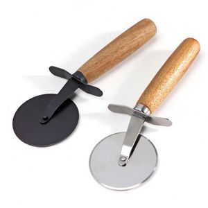 Creative Multi-Functional Stainless Steel Wooden Handle Foldable Non-Slip Sustainable Pizza Cutter With Single <b>Wheel</b> - Product Image 3