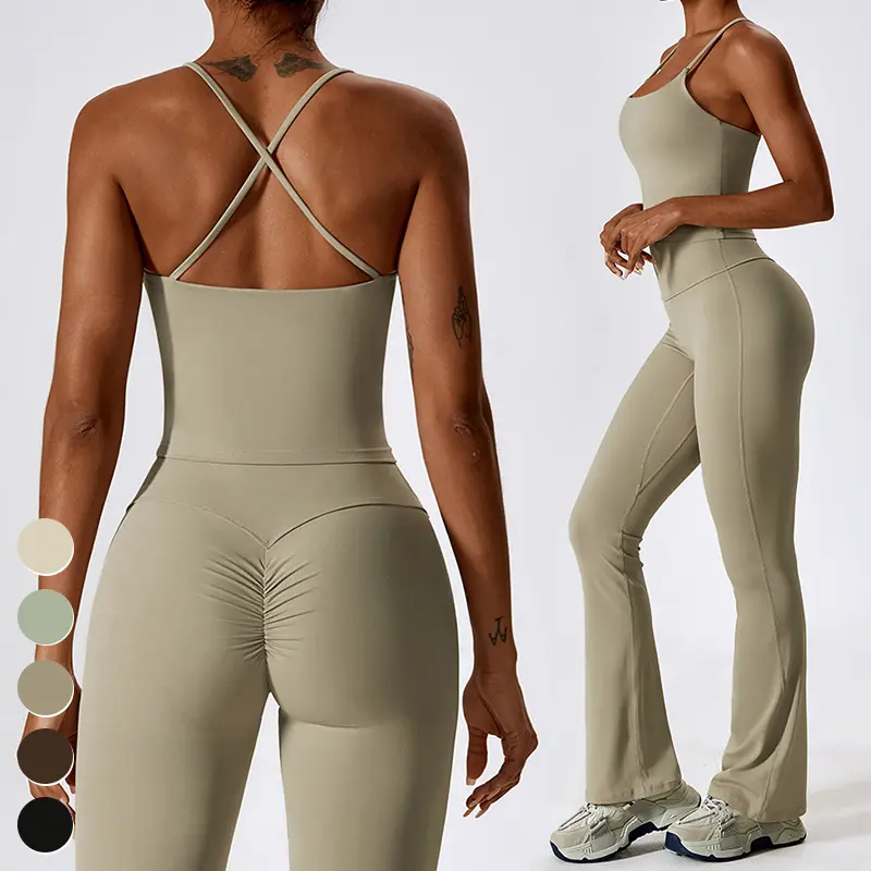 Custom New Breathable Running Cross Back Vest Workout Wear Tops Gym Fitness Top Sport Bra Women Yoga Tank Top With Padded