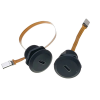 Cable Extensor Adaptador Acoplador USB-C Tipo C USB 3.0 Circular Impermeable con Tuerca de Bloqueo para Montaje en Chasis/Gabinete