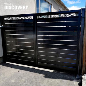 Puerta de entrada de jardín de casa al aire libre con listones de diseño moderno, puerta corredera de listón de aluminio, puertas y cercas peatonales de aluminio - Product Image 6