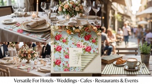 High End Custom Fabric <b>Table</b> Mat Heavy Weight Double <b>Sided</b> Printed Placemat For Luxury Event Management And Catering - Product Image 4