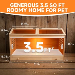 Grande cage en bois avec tiroirs pour hamster, poulailler, avec 3 lampes chauffantes, thermostat intelligent pour - Product Image 2