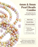 Perles lisses en coquillages multicolores de 6 mm et 8 mm, tons bonbons, pour la fabrication de bijoux, bracelets, boucles d'oreilles, fournitures de bricolage en gros