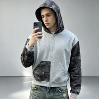 Blouson court zippé tendance pour homme, style streetwear transfrontalier, camouflage patchwork, coupe ample, en polyester/coton/métallisé
