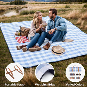 Alfombra de Camping Gruesa, Impermeable, de Alta Calidad, con Logotipo Personalizado, Plegable, de Oxford a Cuadros, Lavable, para Viajes, Playa, Picnic al Aire Libre - Product Image 5