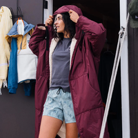 Robe de change unisexe grande taille à capuche épaisse, doublée en polaire Sherpa, respirante, coupe-vent, imperméable, séchage rapide, parka zippée pour le surf