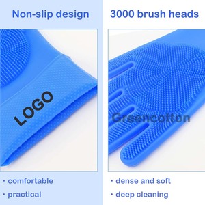 Custom Logo Silicone Cleaning <b>Gloves</b> Reusable Waterproof Non-Slip Food-Safe Heat-Resistant for Kitchen Home Dishwashing - Product Image 4