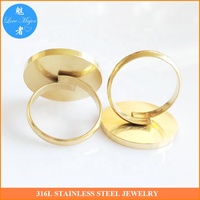 Einstellbare Fingerringe aus Edelstahl Blank Base Pad Ring Einstellung Gold Farbe