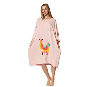 Camiseta Corta con Diseño Personalizado, Estampado Posicional, Vestido de Dormir Holgado para Mujer, Pijama Suave de Verano, Camiseta de Dormir de Bambú con Bolsillo para el Hogar - Product Image 3