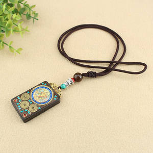 Nepal Vintage Tibet Thangka collana <span class=keywords><strong>di</strong></span> ebano fatta a mano grande sole Tathagata Huang <span class=keywords><strong>dio</strong></span> della ricchezza stile etnico ciondolo regalo - Product Image 4