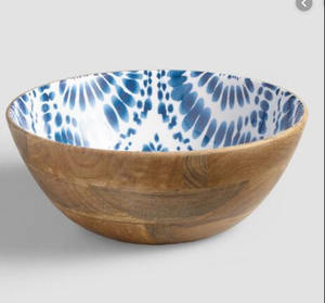 Cuenco de madera listo para enviar con superficie pulida de forma redonda Cuenco de madera interior de diseño premium a la venta - Product Image 2