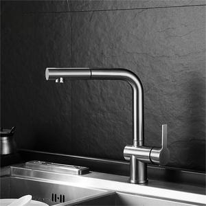 Jboyuan Stainless Steel Single Handle Pull Out Kitchen Faucet Modern Deck <b>Mounted</b> Ceramic Valve Core - Product Image 3