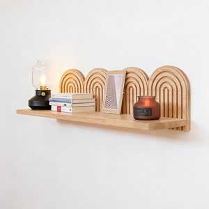Ahşap Dikdörtgen Duvara Monte Raflar Boho Dekor Duvar Rafları Orta Yüzyıl Gökkuşağı Sergi Rafı Banyo Oturma Odası için - Product Image 2