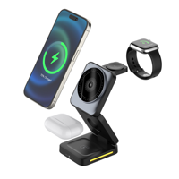 Chargeur de voyage portable, chargeur sans fil magnétique pliable, station d'alimentation compacte de poche pour plusieurs appareils