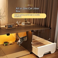 Cage pour chat, lit pour chat d'intérieur, bac à litière pour chat, tout-en-un, petit appartement, gain de place, une chambre, un salon, une salle de bain pour chat