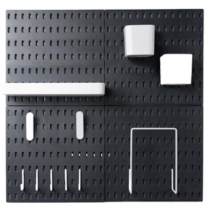 Kit de panneaux de rangement mural perforés multifonctionnels de haute qualité pour bureau, cuisine et <span class=keywords><strong>garage</strong></span>, pour outils et stockage alimentaire, Blanc+Noir - Product Image 1