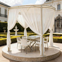 Pavillon de jardin moderne de luxe en structure acier avec moustiquaire en maille diamant et cadre thermolaqué, direct usine