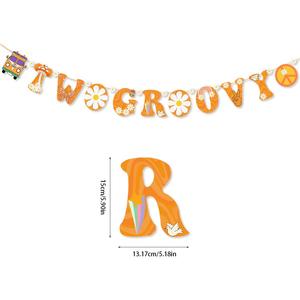 Nuovo fiore arcobaleno farfalla triangolo carta Banner due Groovy 2 ° compleanno decorazione forniture - Product Image 3