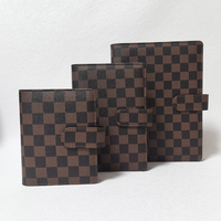 Carpeta de Anillas Perforada con Diseño de Tablero de Ajedrez, de Alta Calidad, para Planificador de Presupuesto, A5, A6, A7, con Sistema de Sobres y Cartera
