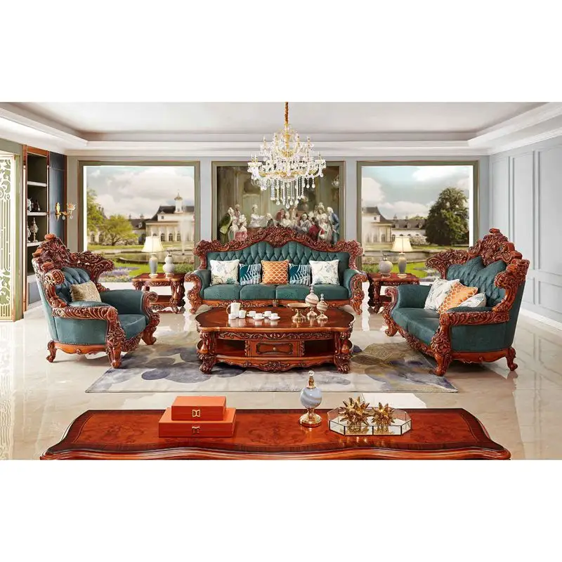 Комфортная модная классическая итальянская королевская резная мебель набор диванов для гостиной роскошный античный
