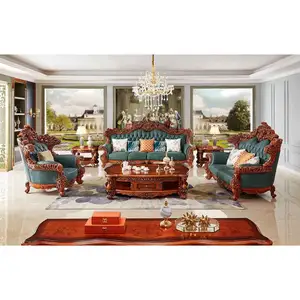 Set Sofa Mewah Modis, Mebel Ukiran Kerajaan Italia Klasik Nyaman Ruang Tamu Set Sofa Antik