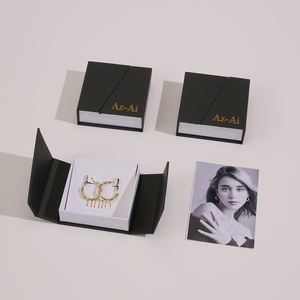 Custom Logo Deep Green Flip Top Magnetic Jewelry Box Paper Double Open Door <b>Jewellery</b> Set Bracelet Necklace Gift <b>Storage</b> - Product Image 3