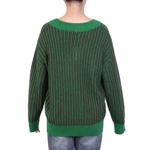 Kustom OEM & ODM LOGO sweter Wanita rajutan lengan panjang rajut wanita leher V baju rajut wanita rajutan musim dingin sweater wanita