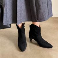 Sepatu Boot Wanita Kulit Sapi Model Slip-On Anti-Slip dengan Ujung Persegi