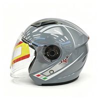 Casque de moto à face ouverte avec visière solaire intégrée, casque de moto à double visière pour adulte pour les trajets en scooter