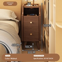 Table de chevet multifonctionnelle en bois massif moderne, armoire de rangement ultra-étroite avec tiroirs pour chambre à coucher, design simple