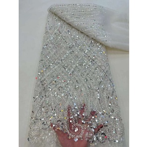 Vente directe, prix raisonnable, dentelle nigériane avec paillettes et perles, motifs <span class=keywords><strong>Aso</strong></span> <span class=keywords><strong>Oke</strong></span> pour les femmes nigérianes, vêtements de fête - Product Image 1