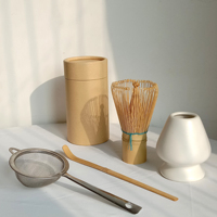 Ensemble d'accessoires pour matcha, fouet en bambou, cuillère en acier inoxydable, tamis micro-perforé, combinaison aléatoire personnalisée, fouet et support pour matcha