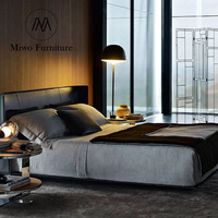 Meubles de chambre à coucher italiens, design moderne personnalisé, lit double en cuir BI-CAST, hôtel étoilé, loft, ensemble de draps de luxe