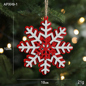 Đồ trang trí bông tuyết bằng gỗ sáng tạo màu đỏ cho cây thông Noel Đồ trang trí treo giáng sinh theo phong cách Bắc Âu hiện đại - Product Image 6